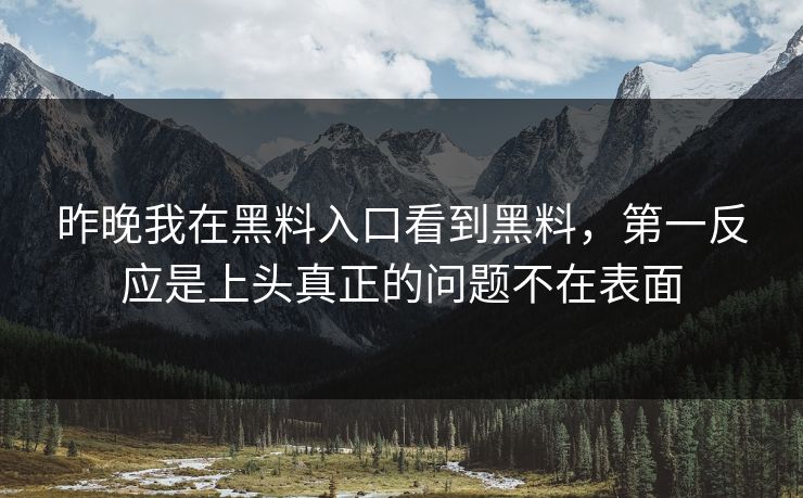 昨晚我在黑料入口看到黑料，第一反应是上头真正的问题不在表面