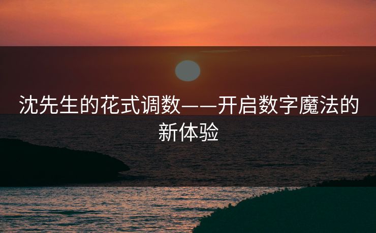 沈先生的花式调数——开启数字魔法的新体验 沈先生的花式调数——开启数字魔法的新体验