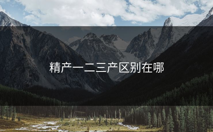 精产一二三产区别在哪