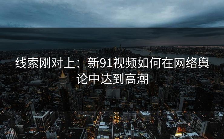线索刚对上：新91视频如何在网络舆论中达到高潮